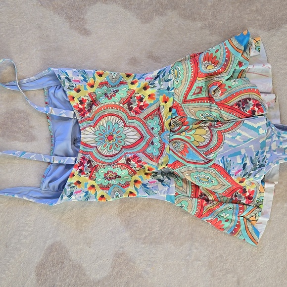 Johnny Was Helouise One Piece Skirt Ruched Swimsuit Small - Picture 6 of 8